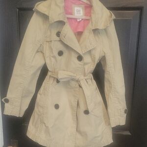 GAP Girl's Beige Trench Coat with Pink Lining